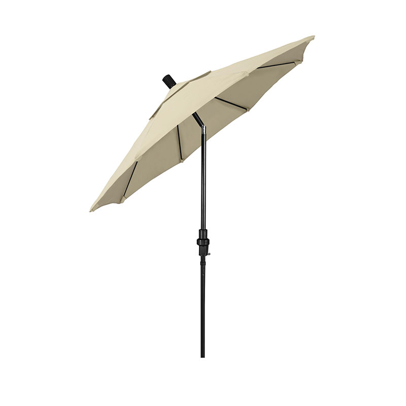 Round Outdoor Patio Umbrella, Fiberglass with Twist Tilt - Black Finish, Antique Beige, 7.5'