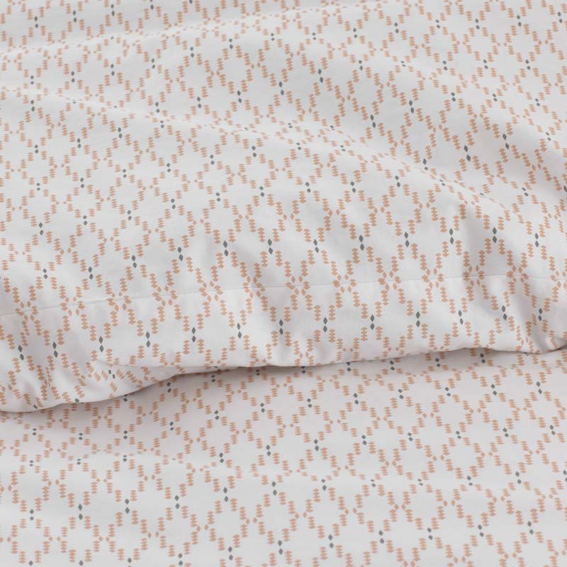 Feliciana Geo Garment Washed Cotton Percale Duvet Cover - Clay, Full/Queen