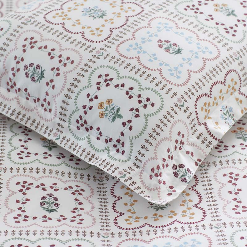 Lottie Classic Cool Cotton Percale Duvet Cover - Ivory Multi, King/Cal. King