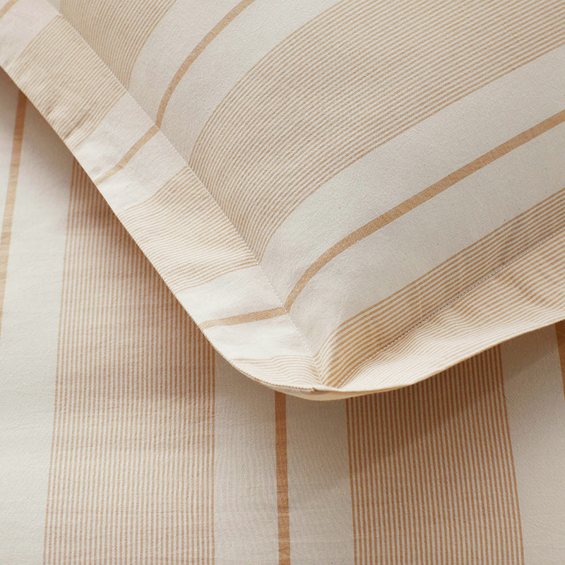 Tailored Stripes and Plaids Classic Cool Cotton Percale Flat Bed Sheet - Wide Stripe Gold, Twin/Twin XL