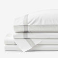 Contrast Border Premium Cool Supima® Cotton Percale Bed Sheet Set - Pearl Gray, Full