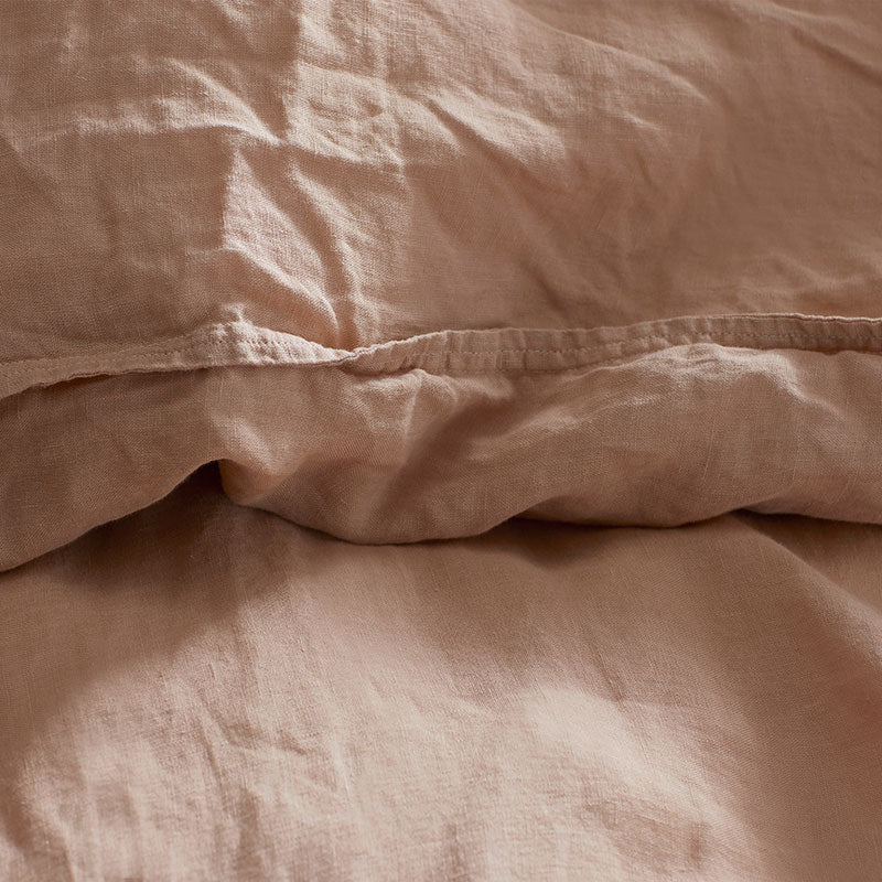 Premium Breathable Washed Linen Solid Bed Sheet Set - Light Clay, Full