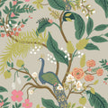 Peacock Traditional Wallpaper - Linen, Roll