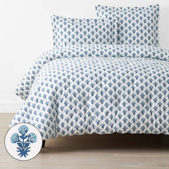 Suhana  Garment Washed Cotton Percale Comforter - Blue, Twin/Twin XL