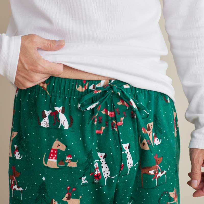 Family Flannel Men's Jogger Pants Pajama Set - Holiday Pups, L