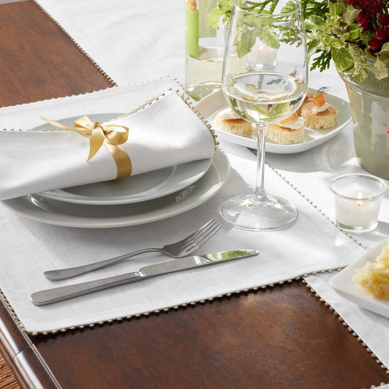 Pom Fringe Placemats, Set of 4 - Metallic Gold