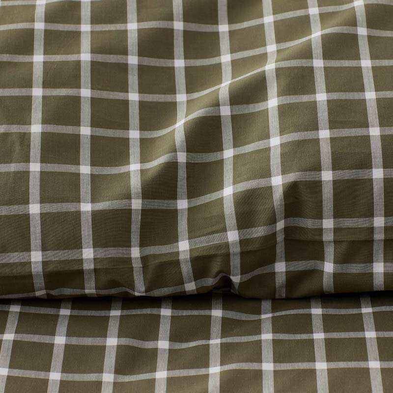 Classic Stripes and Plaids Cool Yarn-Dyed Cotton Percale Flat Bed Sheet - Windowpane Green, King/Cal. King
