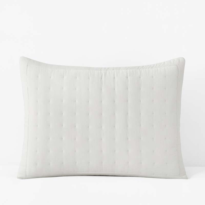Tufted Stitch Velvet Quilted Sham - White, King