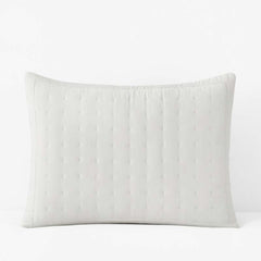 Tufted Stitch Velvet Quilted Sham - White, King