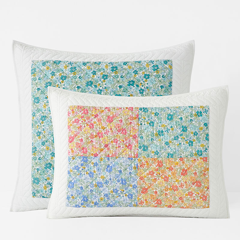 Brenna Patchwork Quilted Sham - White Multi, Euro
