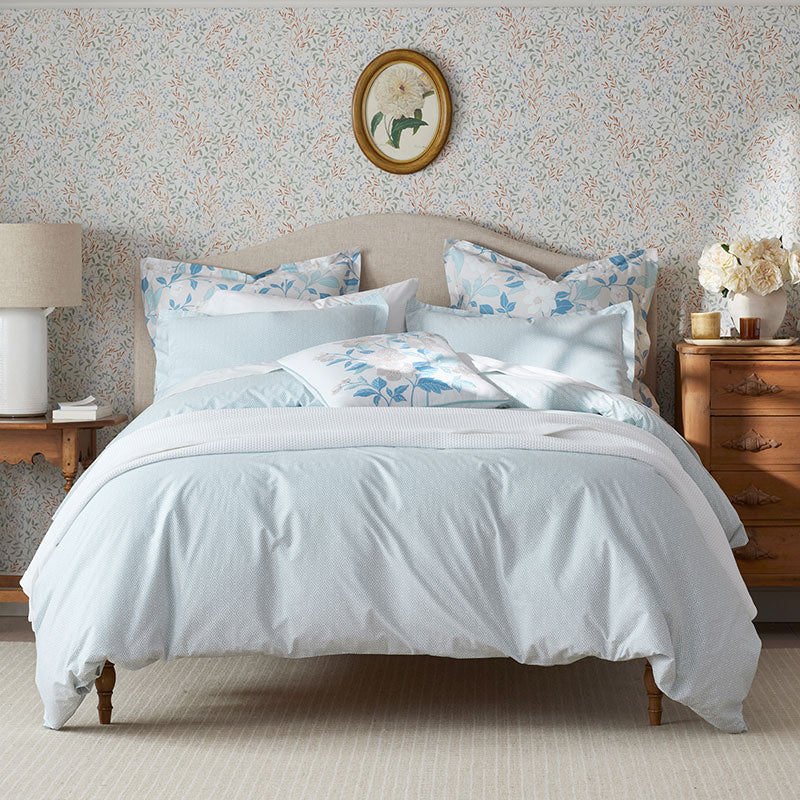 Clemencia Classic Cool Cotton Percale Sham - Geo Pale Blue, Euro