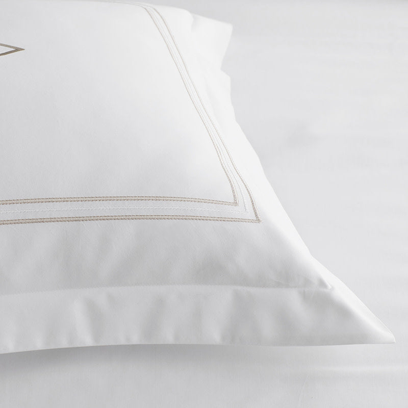 Dorset Stripe Luxe Smooth Egyptian Cotton Sateen Pillowcase Set - Taupe, King