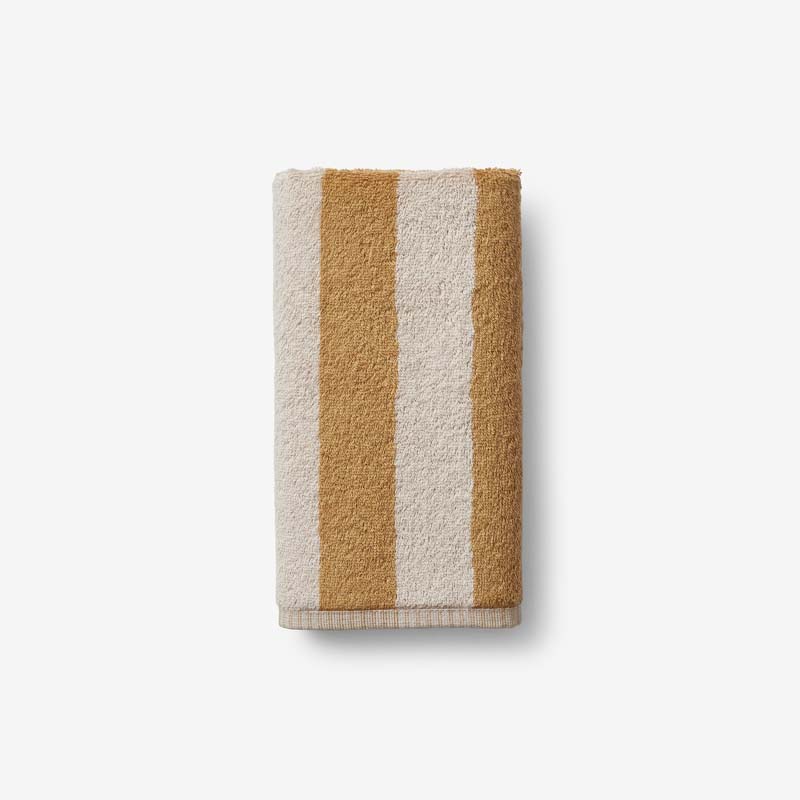 Reversible Stripe Turkish Cotton Hand Towel - Dark Honey