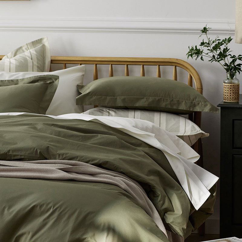 Classic Cool Cotton Percale Pillowcase Set - Olive Green, Standard