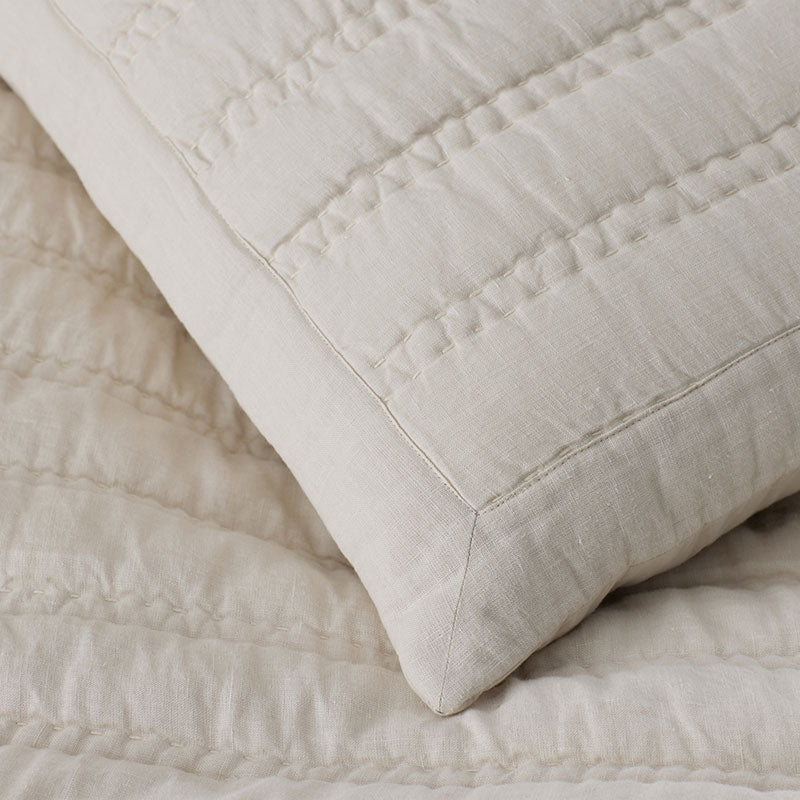 Premium Breathable Washed Linen Solid Quilt - Linen, Full/Queen