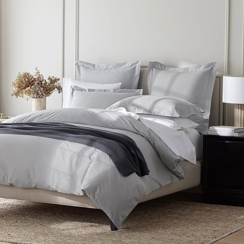 Premium Cool Supima® Cotton Percale Deep Pocket Flat Bed Sheet - Pearl Gray, Cal King