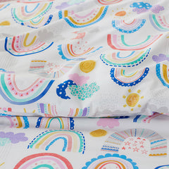 Magical Rainbows Classic Cool Organic Cotton Percale Comforter Set - White Multi, Twin/Twin XL