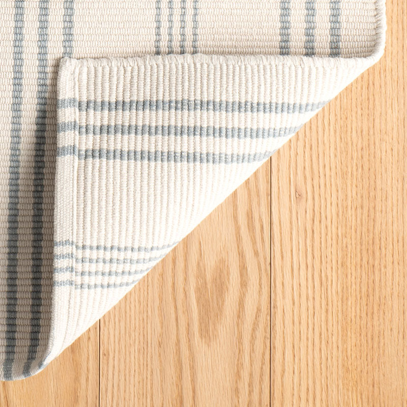 Swedish Stripe Handwoven Cotton Rug - Blue, 8' x 10'