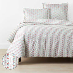 Delphine Classic Cool Cotton Percale Duvet Cover - Ivory Multi, Full
