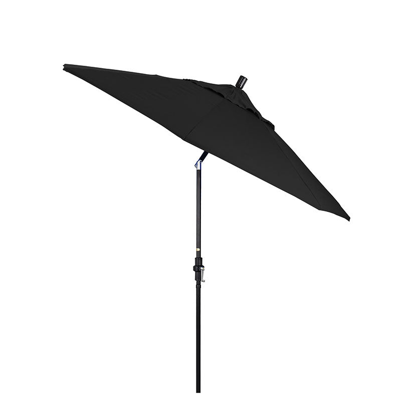 Round Outdoor Patio Umbrella, Fiberglass with Twist Tilt - Black Finish, Black, 9'