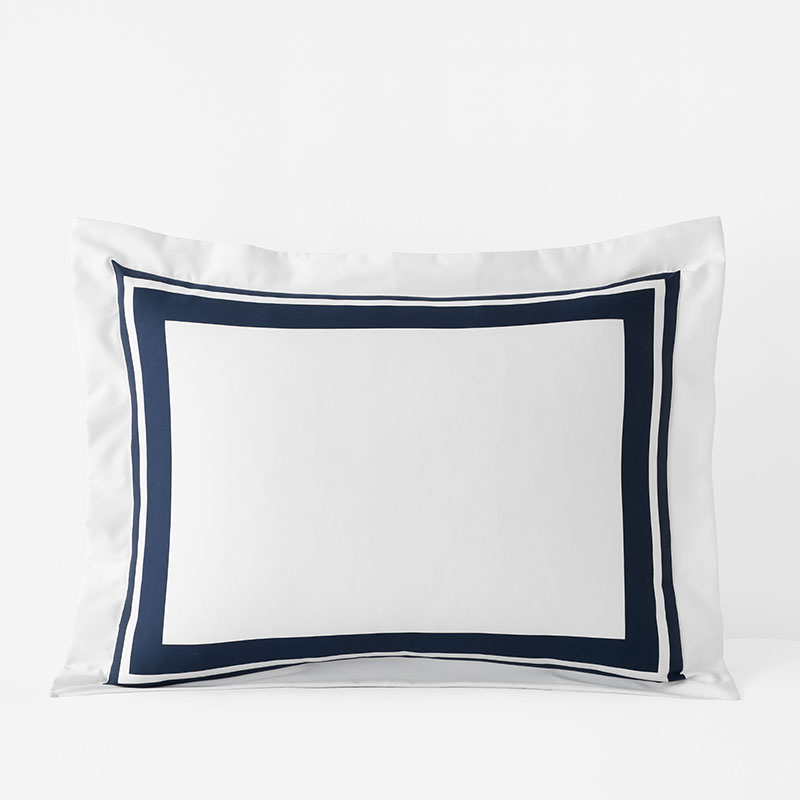 Double Border Premium Smooth Supima® Cotton Wrinkle-Free Sateen Sham - Navy, King