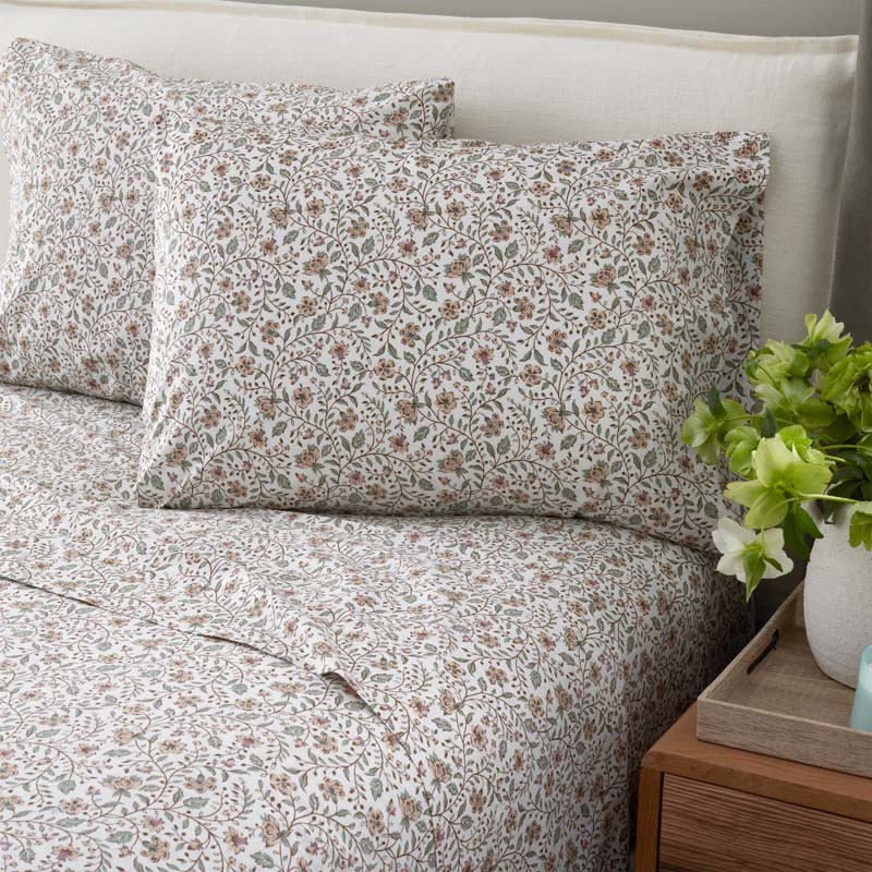 Garden Patch Floral Garment Washed Cotton Percale Pillowcase Set - Multi, Standard