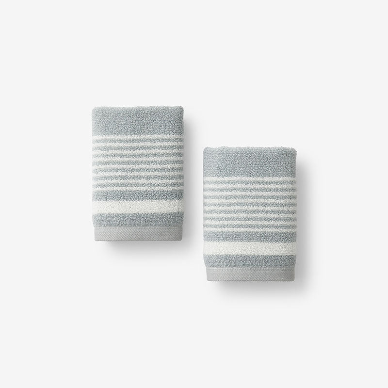 Plush Spa Stripe Washcloths, Set of 2 - Light Seaspray