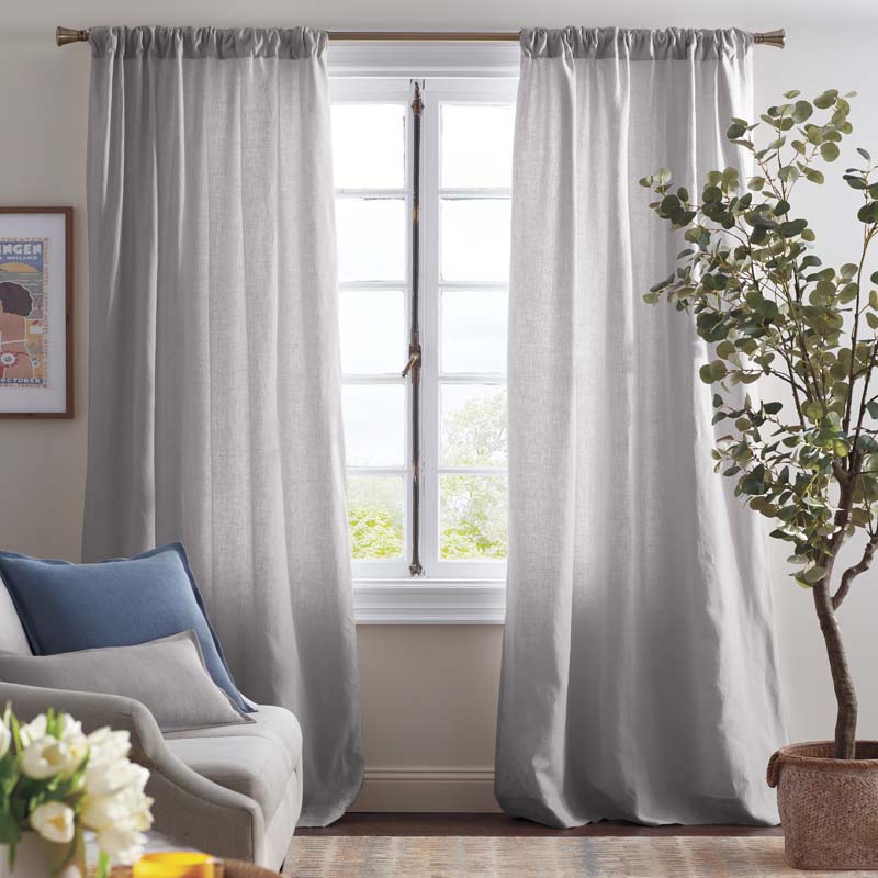 Linen Window Curtain - Gray, 84 in.
