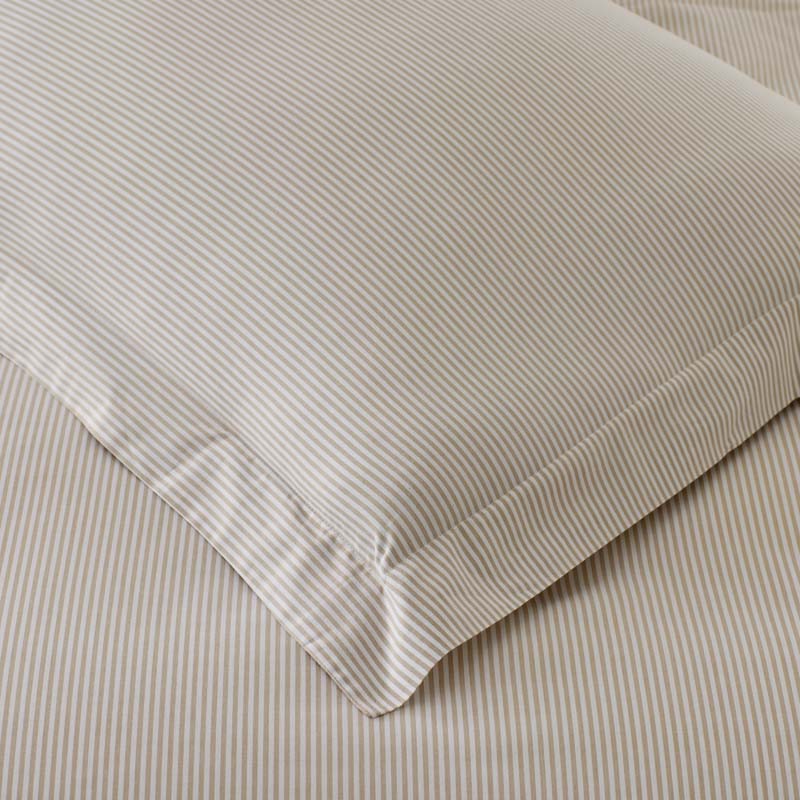 Classic Stripes and Plaids Cool Yarn-Dyed Cotton Percale Duvet Cover - Stripe Tan, King/Cal. King
