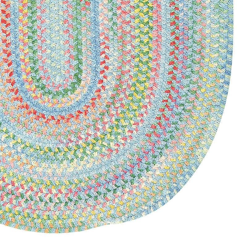 Garden Stripe Reversible Braided Cotton Rug - Blue, 4' x 6' Oval