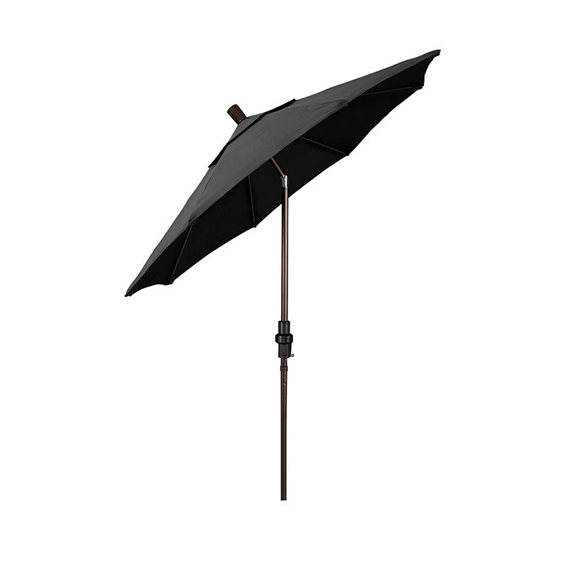 Round Outdoor Patio Umbrella, Fiberglass with Twist Tilt - Bronze Finish, Black, 7.5'