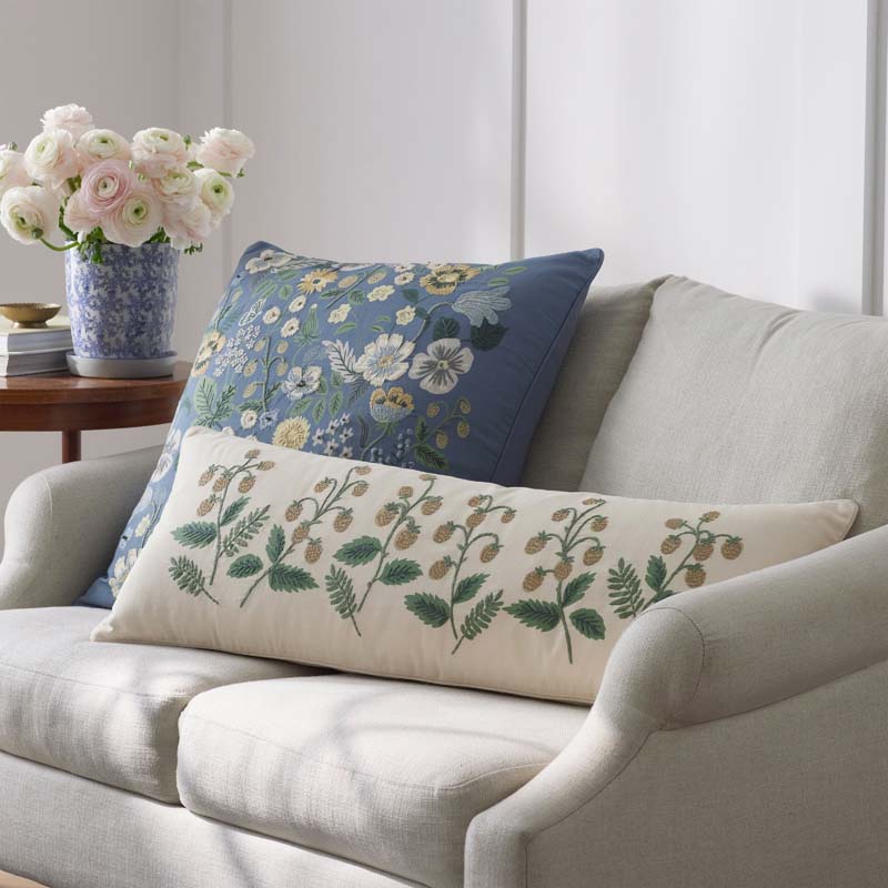 Strawberry Fields Decorative Lumbar Pillow Cover - Beige
