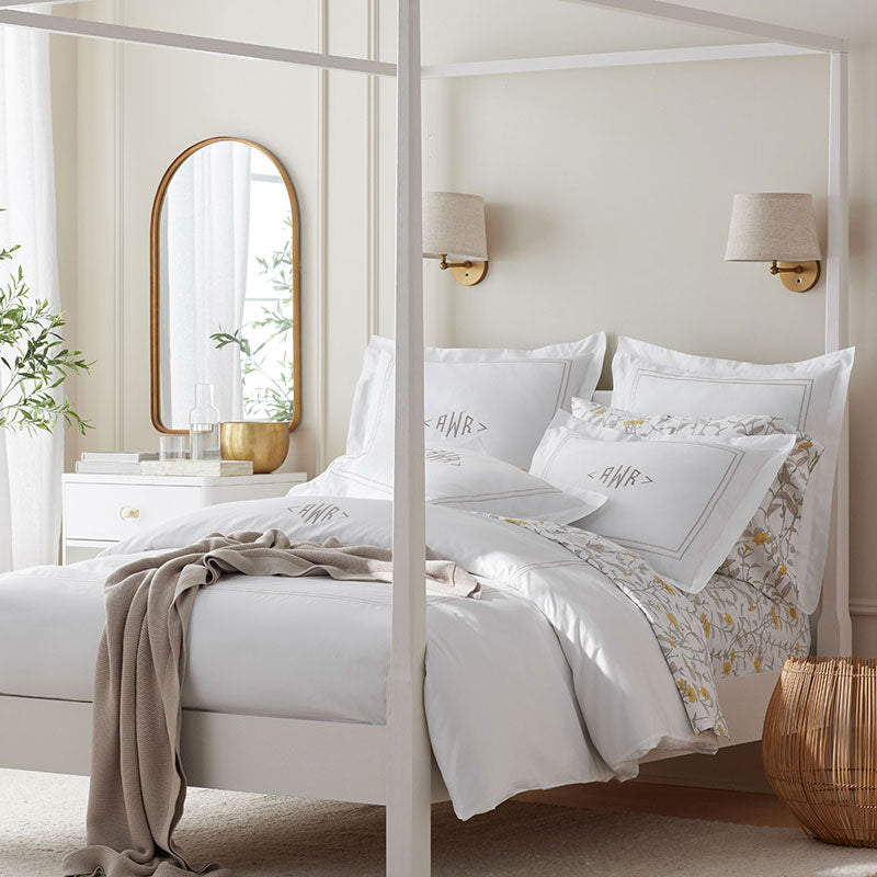 Dorset Stripe Luxe Smooth Egyptian Cotton Sateen Bed Sheet Set - Taupe, Full