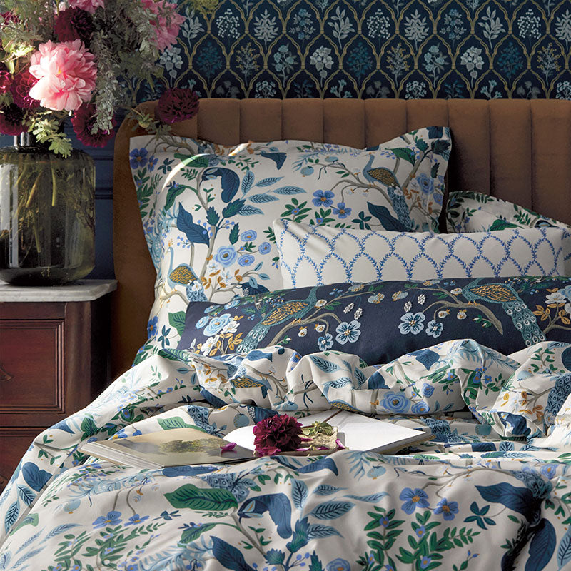 Peacock Classic Smooth Sateen Sham - Ivory Multi, Euro