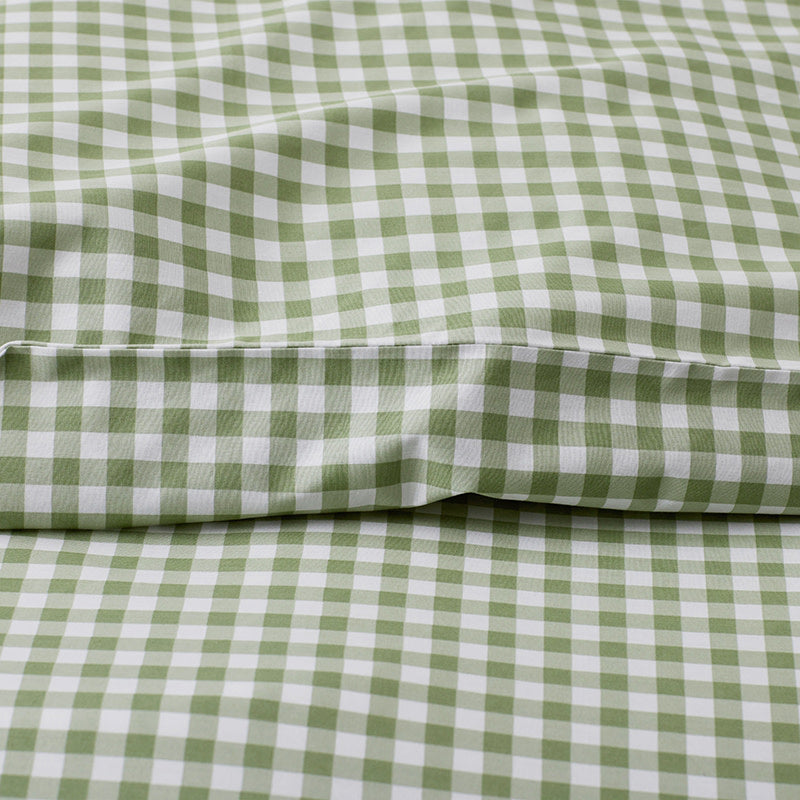 Gingham Classic Cool Organic Cotton Percale Bed Sheet Set - Moss, Twin XL