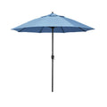 Round Outdoor Patio Umbrella, Aluminum with Auto Tilt Crank - Black Finish, Air Blue, 7.5'