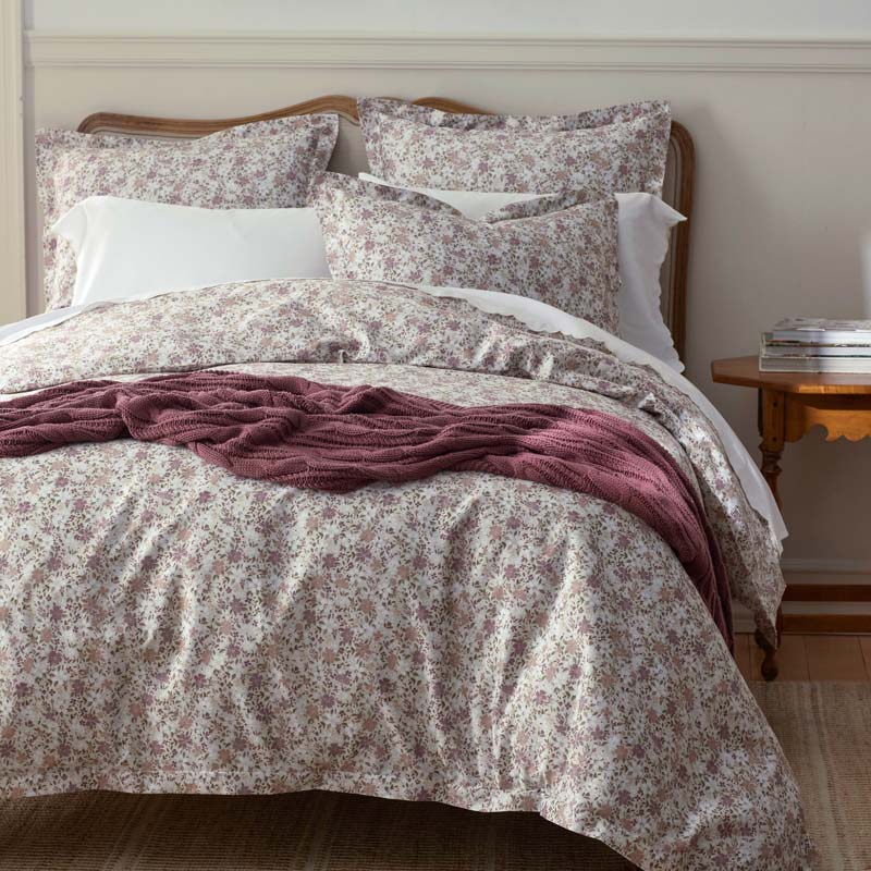 Joyful Floral Classic Smooth Sateen Bed Sheet Set - Beige, Full