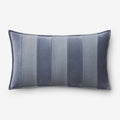 Velvet Linen Stripe Decorative Lumbar Pillow Cover - Slate Blue, 12 in. x 21 in.