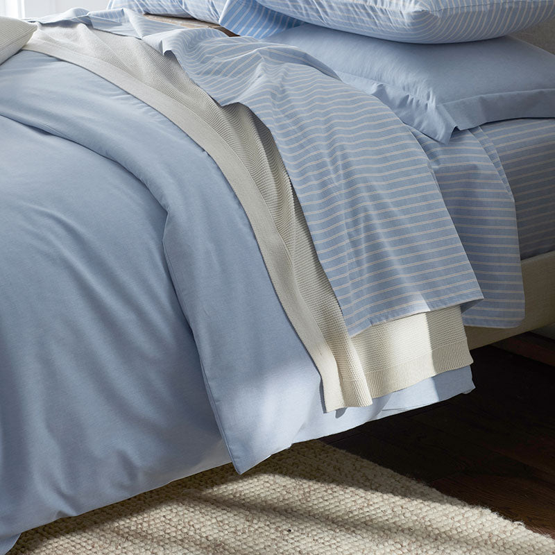 Classic Oxford Yarn-Dyed Solid Duvet Cover - Blue, Full/Queen