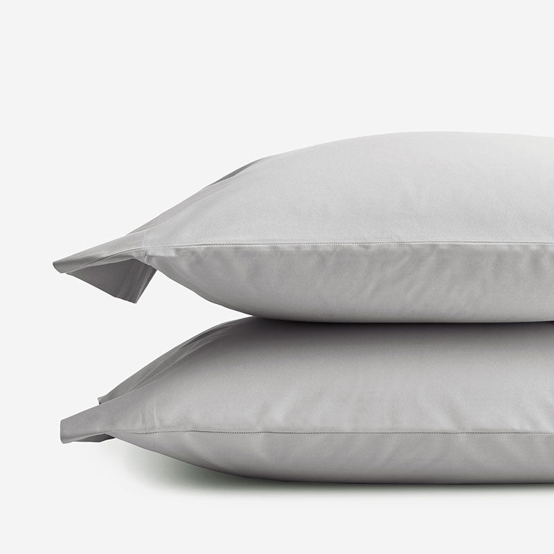 Classic Cool Organic Cotton Percale Solid Pillowcase Set - Gray, Standard