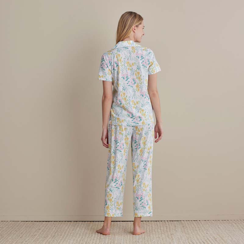 Cotton Modal Women's Cropped Pants Pajama Set - Spring Garden, S