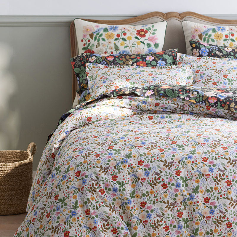 Strawberry Fields Classic Cool Cotton Percale Sham - White Multi, Standard