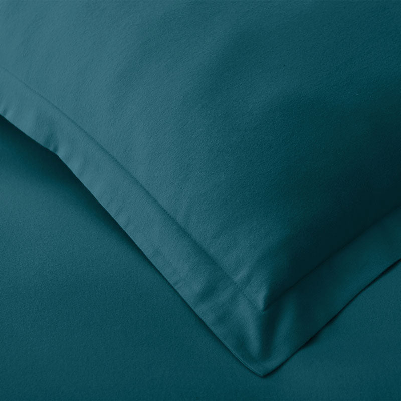 Classic Ultra-Cozy Cotton Velvet Flannel Solid Duvet Cover - Teal, King/Cal. King