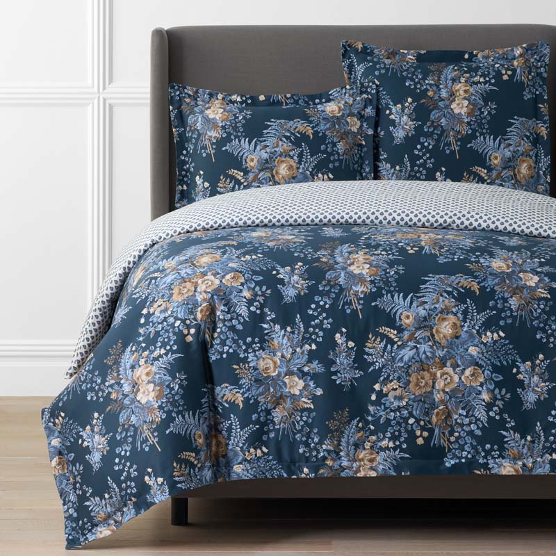 Antara Reversible Premium Smooth Sateen Duvet Cover - Navy, King/Cal. King
