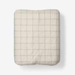 Tailored Stripes and Plaids Premium Breathable Washed Linen Cotton Fitted Bed Sheet - Windowpane Dark Olive, King
