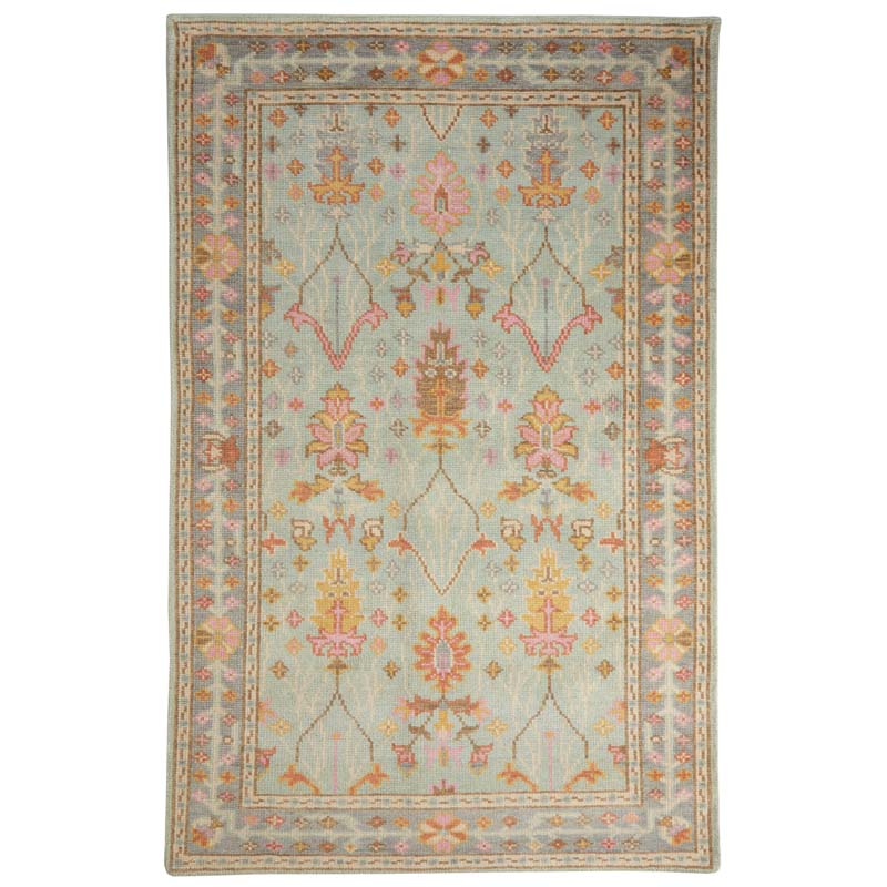 Mara Hand Knotted Wool Rug - Sky Blue, 6' x 9'