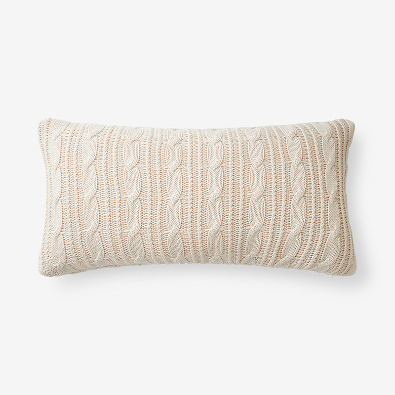 Chunky Cable Knit Decorative Pillow Cover - Natural