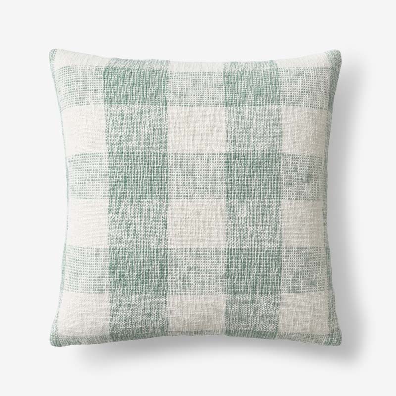 Textured Check Decorative Square Pillow Cover - Green, 20 in. x 20 in.