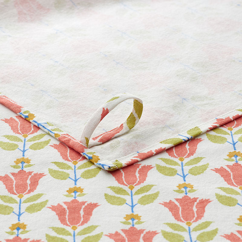 Mix & Match Printed Cotton Tea Towels, Set of 2 - Coral Red