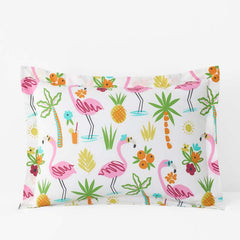 Summer Prints Classic Cool Cotton Percale Sham - Flamingo and Palms, Standard